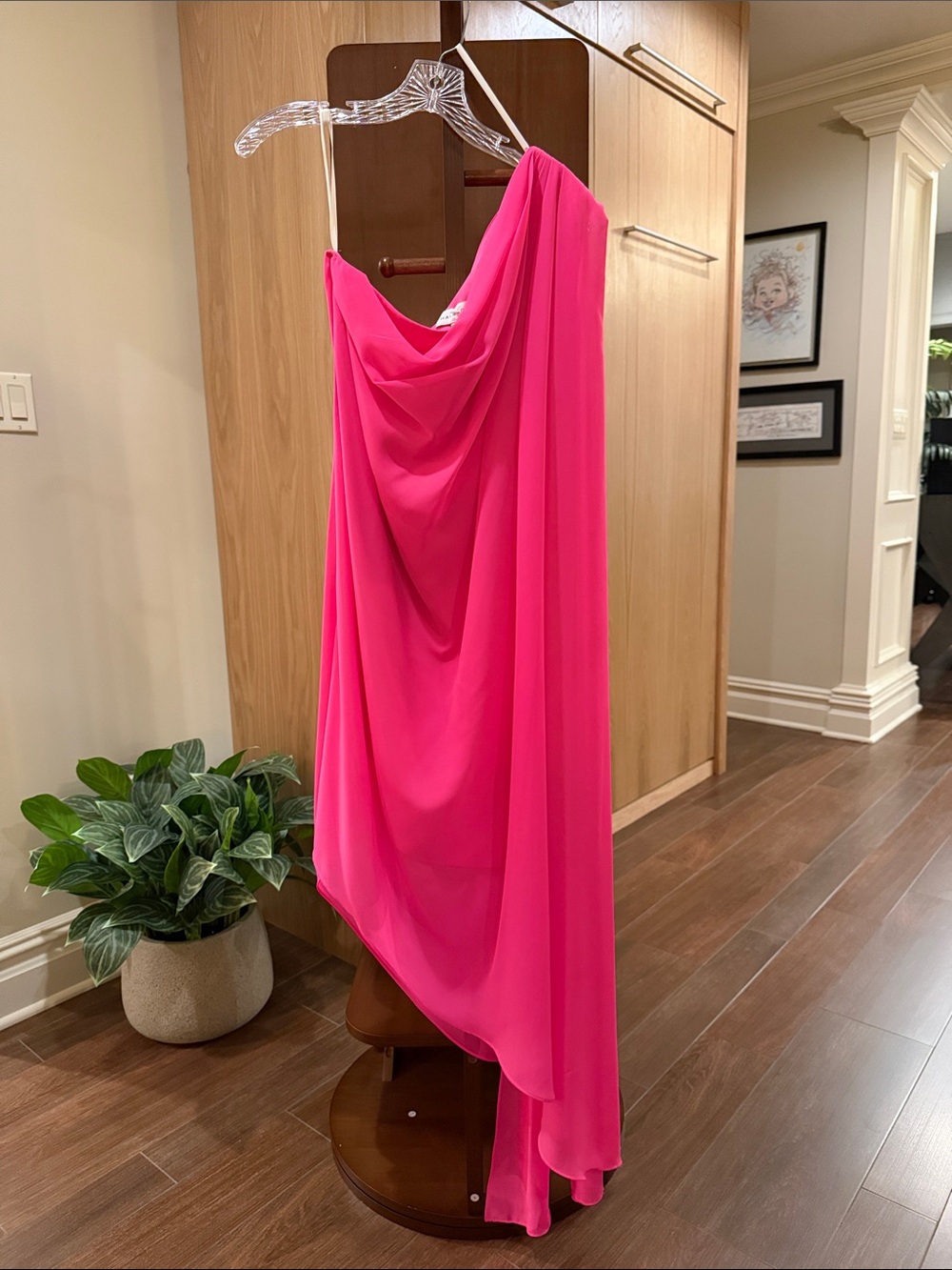 Halston Heritage Hot Pink Draped Maxi Skirt